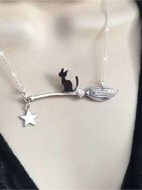 Necklace with Kitty 🐈‍⬛ on a broom